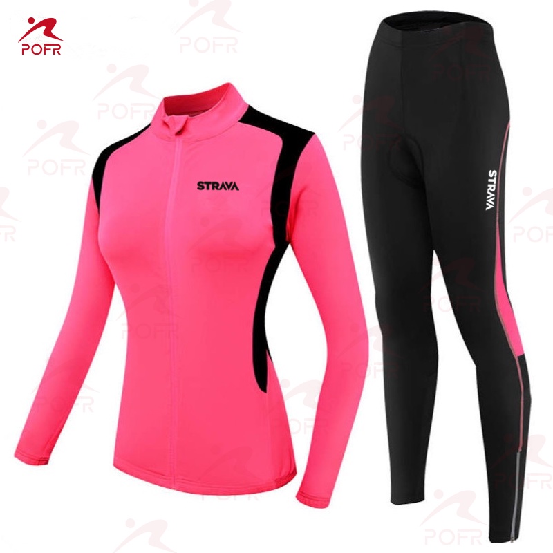 STRAVA ผู้หญิงแขนยาวชุด Quick-Drying Breathable ขี่จักรยาน JERSEY แขนยาวขี่จักรยาน Jersey สาว Mo​​Ground Bike เสื้อเจอร์ซีย์นักปั่นระบายอากาศ