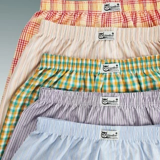 บ๊อกเซอร์ผ้าเชิ๊ตทรงตรง ขนาดฟรีไซส์ คละลาย SIAM BOXER แพ็ค 6 ตัว คละสี