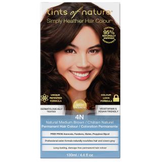 Tints of Nature 4N Natural Medium Brown - Permanent Hair Colour น้ำยาย้อมผมออร์แกนิค สีน้ำตาล (130ml)