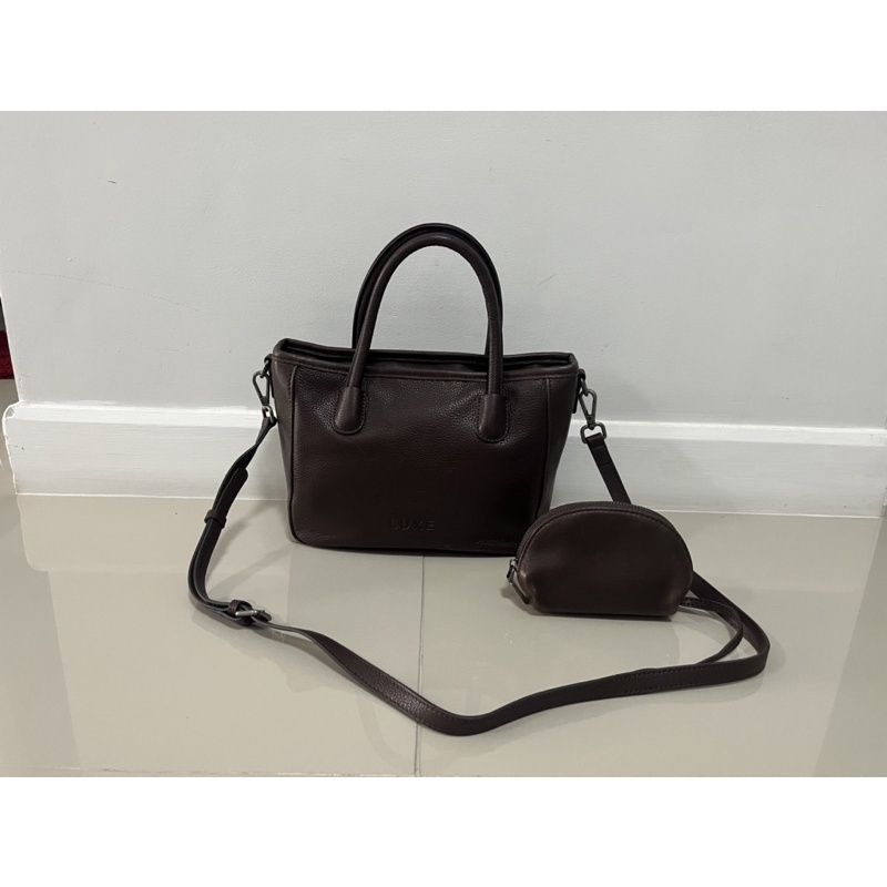 กระเป๋ายี่ห้อ LUXE สีน้ำตาลโกโก้ ส่งฟรี
