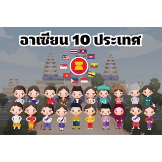 สื่อการสอนสังคมศึกษา Asean ตัวการ์ตูน ขนาด 20 Cm เคลือบร้อน