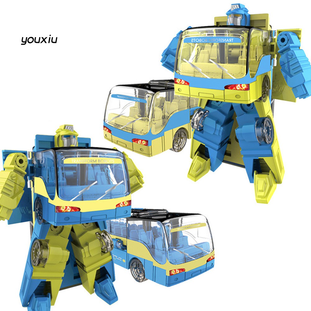 YZWJDiecast Mini Bus Vehicle Deformation Robot Transforming Model Kids ...