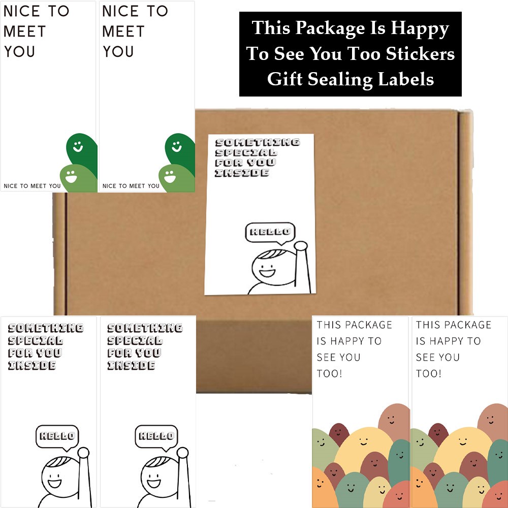 สติกเกอร์ฉลากซีล ลาย "This Package Is Happy To See You Too" ขนาด 5x10 ซม. สีขาว สําหรับติดของขวัญ