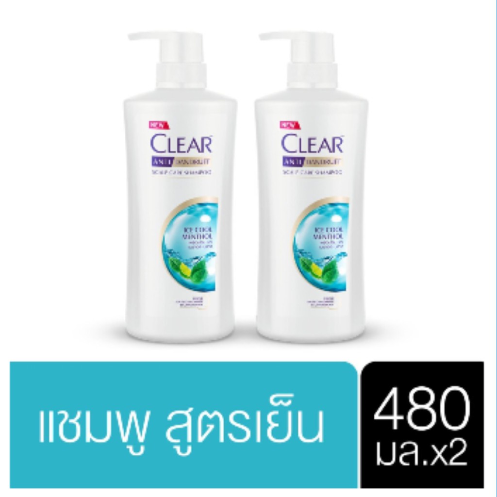 CLEAR Ice Cool Menthol Anti-Dandruff Shampoo 480ml เคลียร์ ไอซ์คูล เมนทอล แอนตี้แดนดรัฟ แชมพู 480 ม