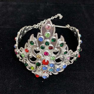 Vintage jewelry รัดแขน สร้อย กำไลรัดแขน รุ่นกลางเพชร เครื่อง​ประดับ​​ชุดไทย สีเงิน1pcs