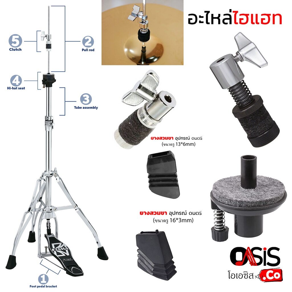 [มีตัวเลือก] หัวล็อคไฮแฮท กลอง อะไหล่ไฮแฮท หัวล็อคไฮแฮท สักหลาด Hihat Cluth ขาตั้งไฮแฮท Hi-hat Cluth ยางรองขา ไฮแฮท