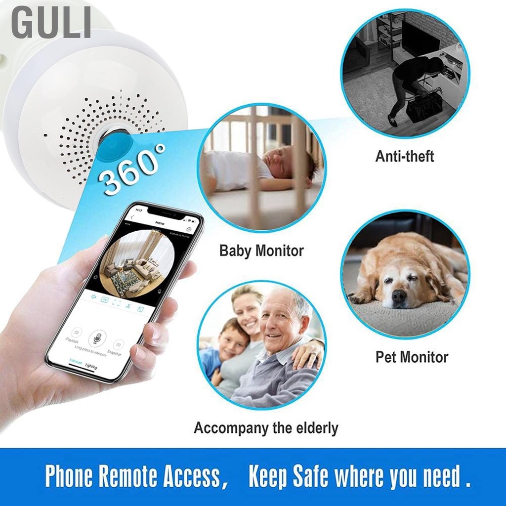 Guli Light Bulb Camera ABS 1080P Real Time Monitoring Alarm ...
