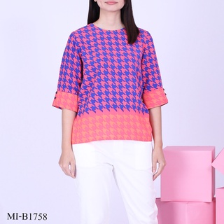 MIKIKO Blouse MI-B1758 โคโม่ปริ้นท์ แขนสั้น IGPU20-4