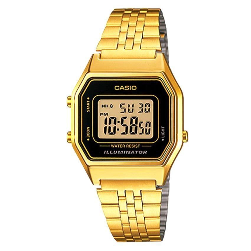 CASIO นาฬิกาข้อมือผู้หญิง สายสแตนเลส รุ่น LA680WGA-1DF LA680WGA-1 สีทอง ของแท้รับประกัน1ปี