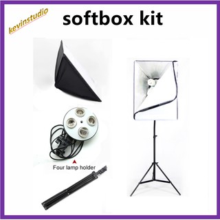 softbox kit: 50*70cm four lamps holder softbox with 2m light stand ไฟสตูดิโอ Softbox 50x70cm พร้อมขั้วไฟ4ขั้วและขาตั้ง