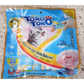 Toro ขนมแมวเลีย รสทูน่าผสมไฟเบอร์ ขนาดซองละ 15g มี 25 ซอง