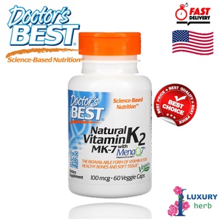 Doctors Best, Natural Vitamin K2 MK-7 with MenaQ7, 100 mcg, 60 Veggie Caps exp06/2024