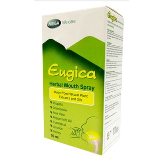 MEGA EUGICA HERBAL MOUTH SPRAY 10 ML ยูจิก้า เฮอร์บอล เม้าท์สเปรย์ เสปรย์พ่นช่องปาก พ่นคอ ลดไอ ระคายคอ เจ็บคอ