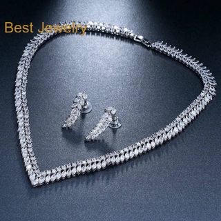 Best Jewelry เซ็ตสร้อยคอต่างหูเพชร cz แท้ รับ drop ship ขายส่งเพชร cz