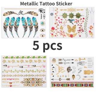 Tattoo Sticker สติ๊กเกอร์รอยสักชั่วคราวปลอดสารพิษ 5 ชิ้นสําหรับเด็กและผู้ใหญ่