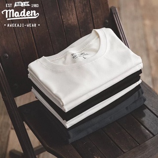 Maden เสื้อยืดคอกลมแขนสั้นผ้าฝ้ายสีด ําและสีขาวสําหรับผู้ชาย