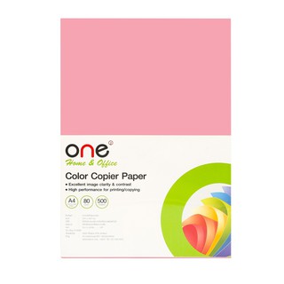 กระดาษสีถ่ายเอกสาร 15 A4 80 แกรม สีชมพูเข้ม 500 แผ่น ONE Copy color paper 15 A4 80 grams Dark pink 500 sheets ONE