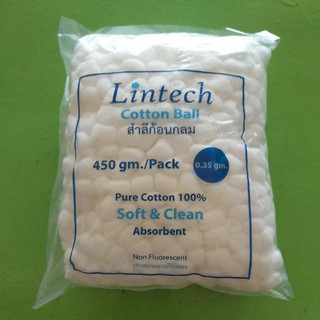 LINTECH COTTON BALL ลินเทค สำลีก้อนกลม ถุง 450gm สำลีก้อนขนาดเล็ก 0.35 กรัม