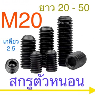 สกรูตัวหนอน ดำ M20 เกลียว 2.5 ยาว 20 - 50