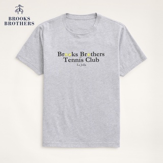 เสื้อยืดผ้าฝ้ายพิมพ์ลาย เสื้อยืดแขนสั้น คอกลม ผ้าฝ้าย พิมพ์ลาย Brooks Brothers สีพื้น สําหรับผู้ชาย