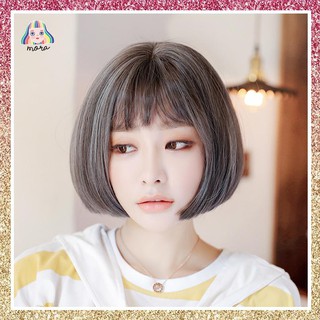 MORA วิกผม วิกผมยาว วิกผมหน้าม้า ผมปลอม Wig วิกผมเกาหลี สี Light Black 30 CM