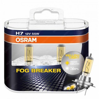 หลอดไฟหน้า Osram Fog Breaker +60% 2600K แสงเหลือง ขั้ว H7