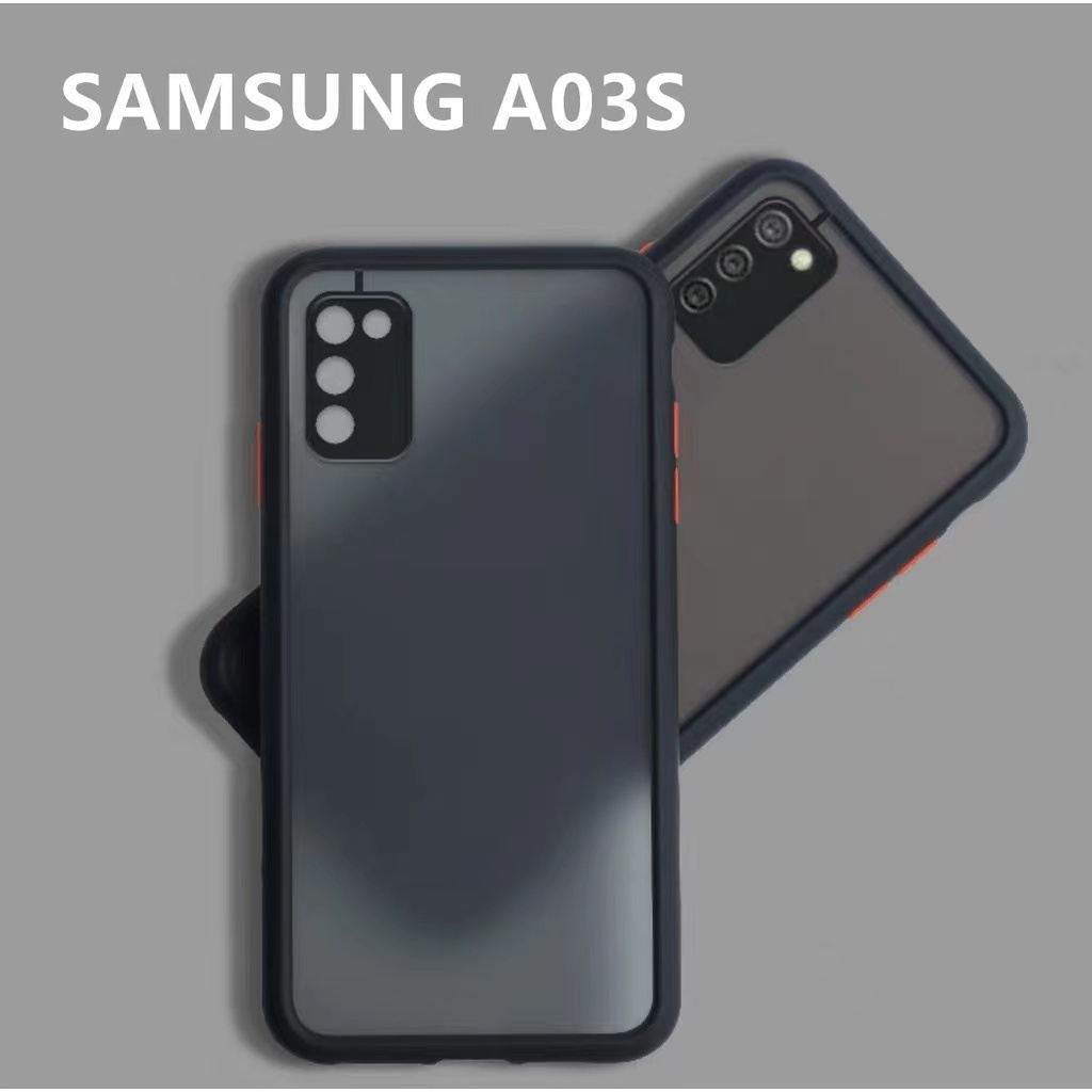 12 เคสกันกระแทก Samsung A03S ปุ่มสีผิวด้าน กันรอยกล้อง ขอบนิ่มหลังแข็ง ส่งจากไทย
