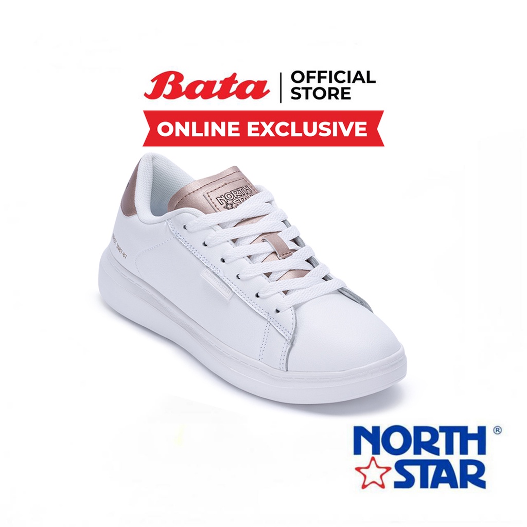 Bata บาจา (Online Exclusive) ยี่ห้อ North Star รองเท้าสนีกเกอร์ ผ้าใบสนีกเกอร์ รองเท้าผ้าใบลำลอง สำหรับผู้หญิง รุ่น Bree สีขาว 5205031
