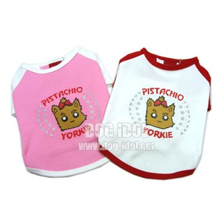 **ไซส์ 1 ชมพูแขนขาว** เสื้อยืดสุนัขลายยอร์ค Yorkshire Terrier