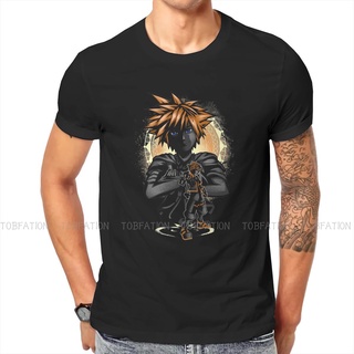 เสื้อยืดโอเวอร์ไซส์เสื้อยืดคอกลม ผ้าฝ้าย พิมพ์ลาย Kingdom Hearts Game Keyblade Protagonist Sora สไตล์วินเทจ ขนาดใหญ่ สํา