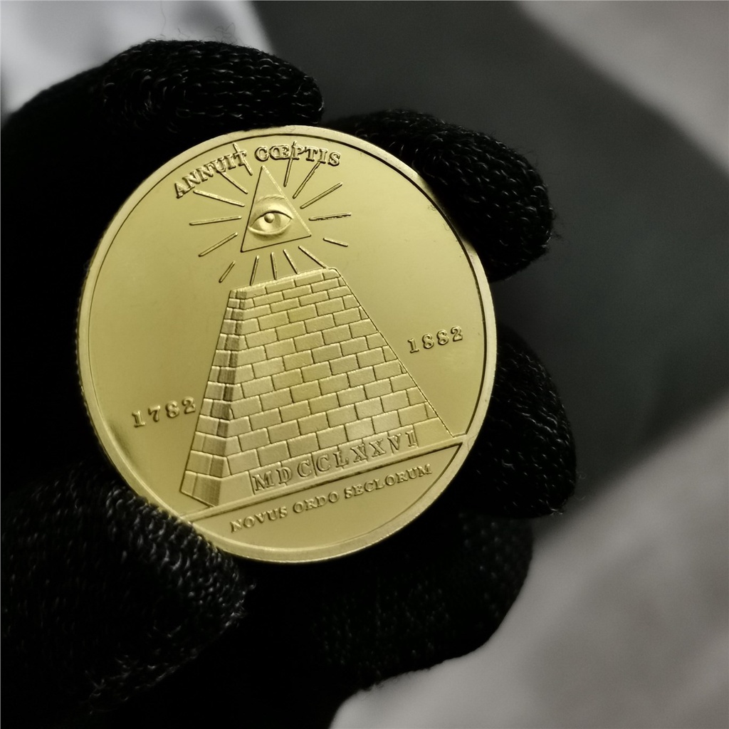Euro Masonic Eye Collectible Coins Gold Plated Freemasonry Brotherhood ...