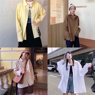 เสื้อเชิ้ต OverSize ตัวใหญ่มาก สุ่มไซส์ อก40-65นิ้ว แขนยาว Oversize Shirt เสื้อใส่ไปคาเฟ่