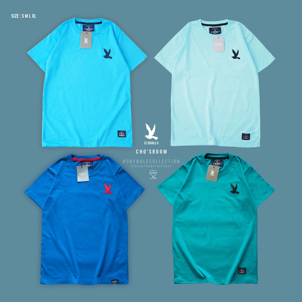 เสื้อยืดคอกลม สีฟ้า สดใส ราคาถูกที่สุด