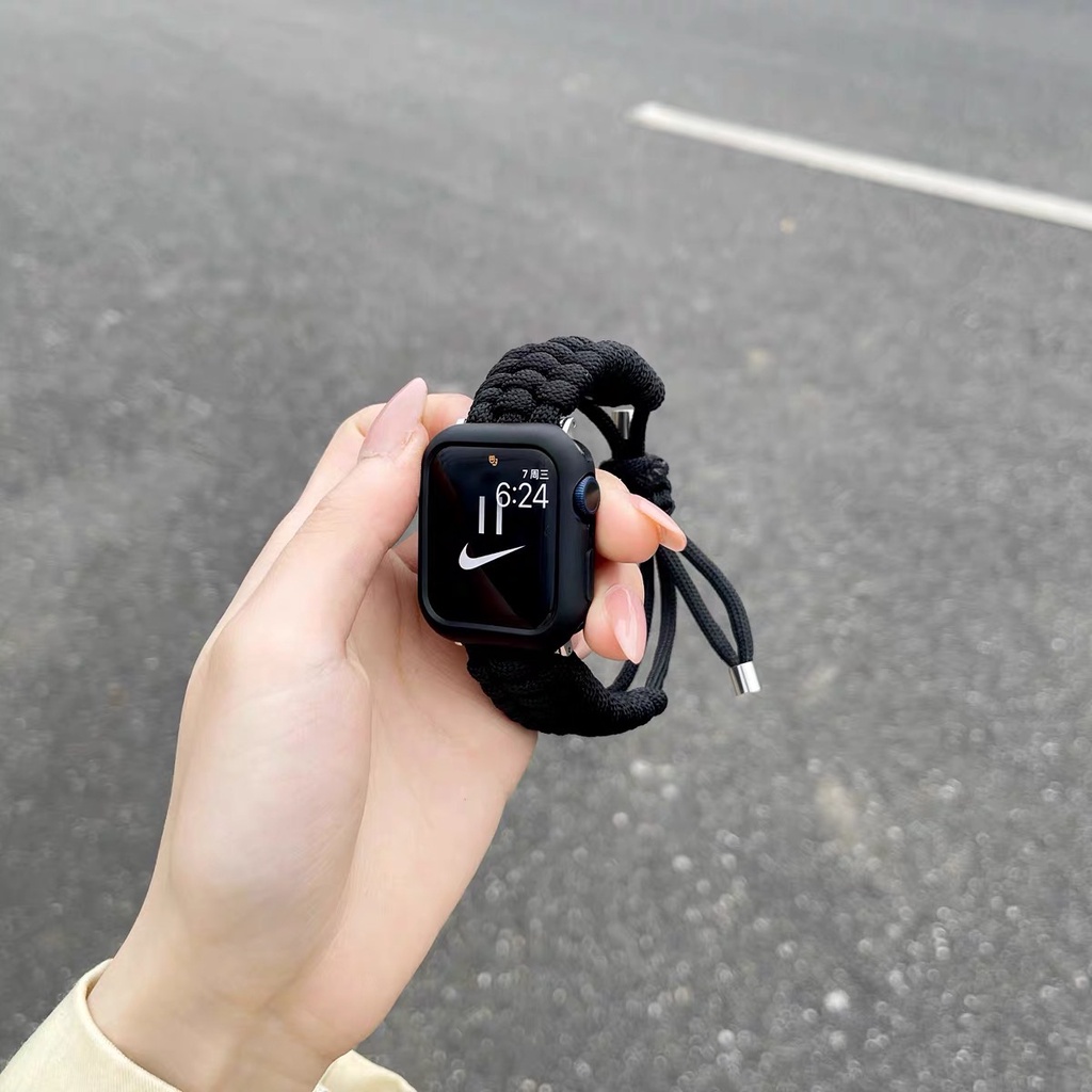 พร้อมส่งจากไทย New สายเชือกแบบถัก  ใช้ได้กับ Smart Watch 7 6 5 4 3 2 1 Se T500 HW22Plus ขนาด 38/40/41mm และ 42/44/45mm