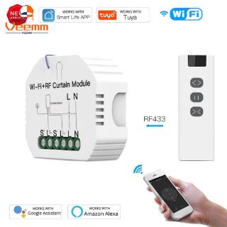 【Fast Delivery】 Tuya WiFi DIY RF433 Roller Blind Shutter Curtain Switch Module with Remote Works with Google Home Alexa Voice Control 【Veemm】