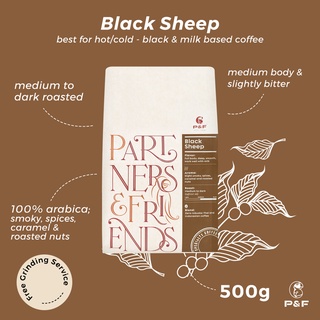 P&amp;F Black Sheep Blend ขนาด 500g เมล็ดกาแฟคั่ว Arabica 100% (คั่วกลางถึงเข้ม) | P&amp;F Coffee พี แอนด์ เอฟ คอฟฟี่