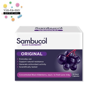 Sambucol(แซมบูคอล) Black Elderberry Original ขนาด 24 แคปซูล [EXP.10/2024]