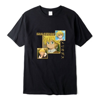 เสื้อยืดลำลองเสื้อยืดแขนสั้น ผ้าฝ้าย ทรงหลวม พิมพ์ลายอนิเมะ Seven Deadly Sins Nanatsu No zai Meliodas สไตล์ฮาราจูกุ คลาส