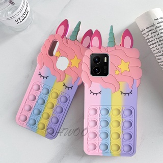 เคสโทรศัพท์มือถือ TPU แบบนิ่ม ลายการ์ตูนยูนิคอร์น 3D กันกระแทก สําหรับ Vivo Y15S Y15A 2021 V11i V9 Y95 Y91i Y10 4G