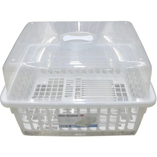 ชั้นคว่ำจานพลาสติกมีฝาครอบ JCJ NEW2400 สีขาว ชั้นวางของในครัว DISH DRAINER STAND UNIT PLASTIC JCJ 2400