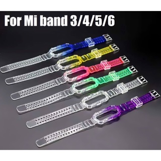 สาย Mi band 6 Strap Silicone Transparent Strap เคส Xiaomi Mi Band 6 5 4 3 สายนาฬิกา Wristband Clear Replacement Band for MI5 MI4 MI3 miband 5