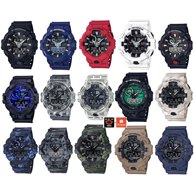 แท้ CMG 100 % GA-700 G-Shock Standard ANA-DIGI GA-700-1B ,GA-700-2A, GA-700-4A,GA-700-7A ประกัน Cmg 1 ปี(1.GA-700-1B ดำ)