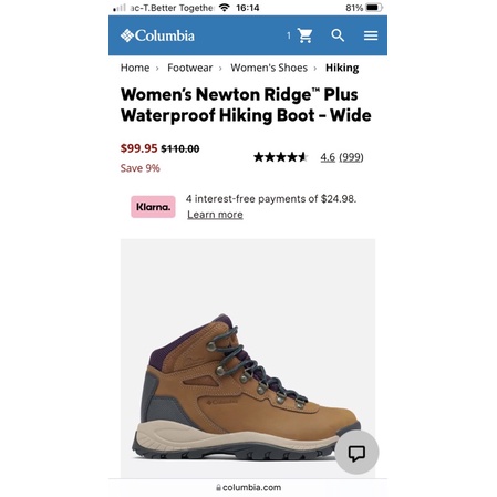 รองเท้า เดินป่า columbia รุ่น Women's Newton Ridge™ Plus Waterproof Hiking Boot