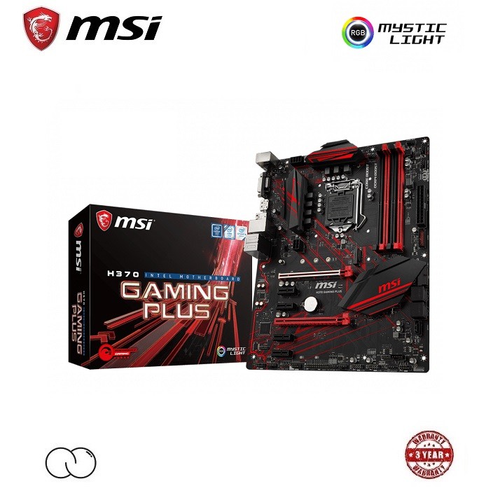 MSI Intel H370 เมนบอร์ด ATX / H370 GAMING PLUS / LGA 1151 ซ็อกเก็ต / ไฟ MYSTIC RGB SYNC Mobo