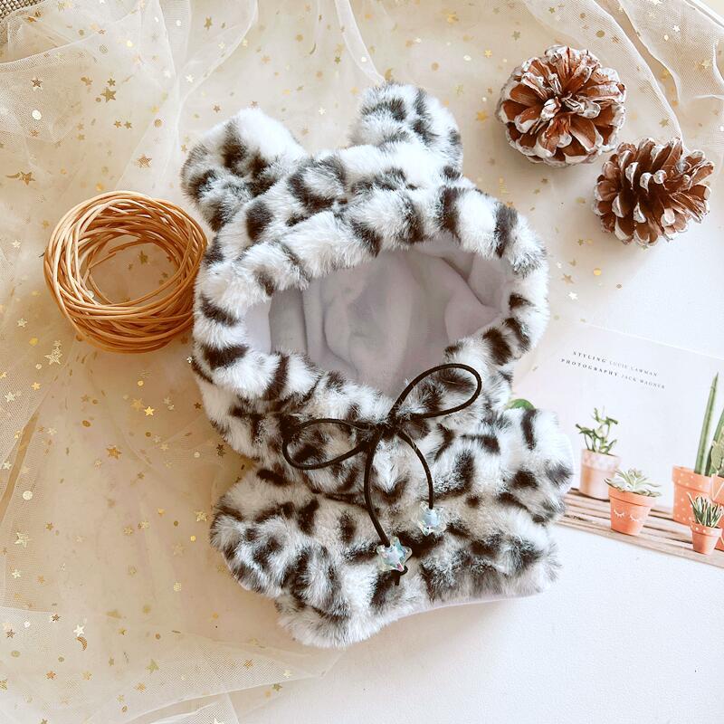 เสื้อกันหนาว ผ้าฝ้าย พิมพ์ลายเสือดาว สีดํา สีชมพู ขนาด 20 ซม. สําหรับตุ๊กตา - รูปที่ 2