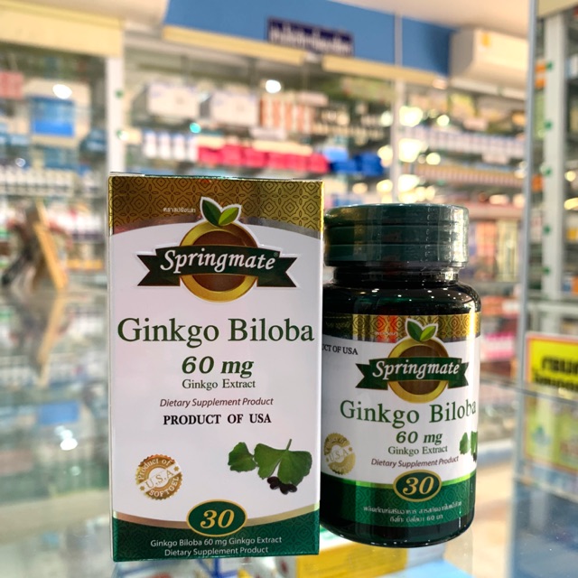 ใบแปะก๊วย Springmate Ginkgo Biloba 60 mg 30 เม็ด