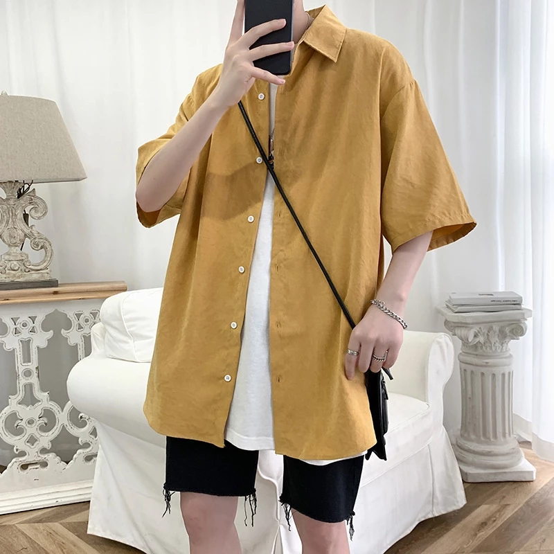 MNO.9 Shirt 1236 เสื้อเชิ้ตแขนสั้น ทรงหลวม สไตล์เกาหลี