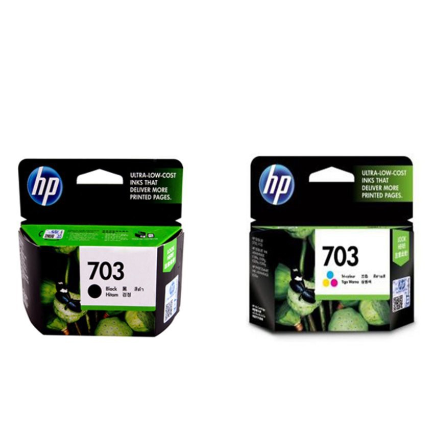 HP ตลับหมึกอิงค์เจ็ท รุ่น 703 (CD887AA) ดำ / (CD888AA) 3 สี ของแท้