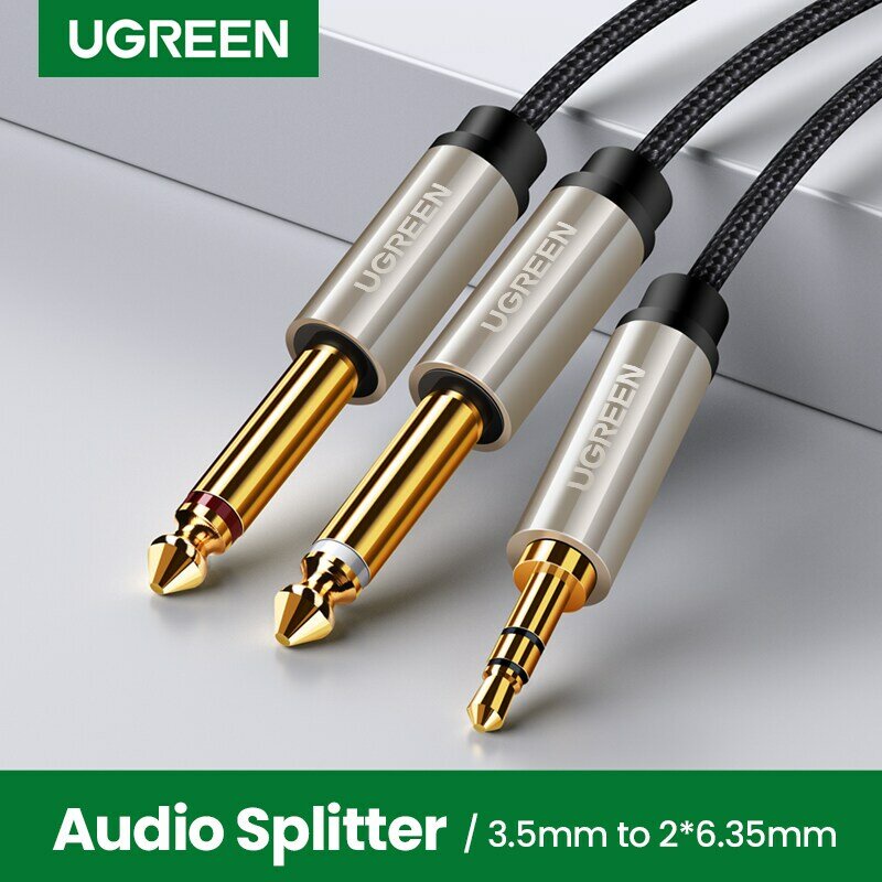 Ugreen 3.5 to 6.35 audio cable สาย 3.5 trs to dual 6.35 ts
