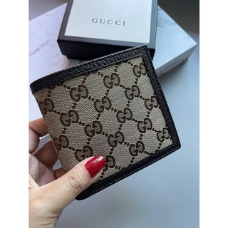 (สด-ผ่อน)🎗แท้100% Gucci canvas leather wallet with coin case